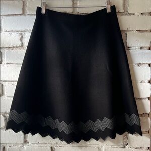 Black A-Line Skirt with Chevron Hem comfortable office wear